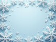 © rymarenko - Winter snow frame. Christmas Snowflakes border. Snowy frame frozen background
