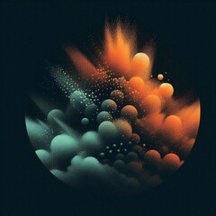Wall Mural - grainy gradient abstract shape, noise texture on dark background