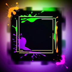 Poster - A colorful frame with splatters of paint on it