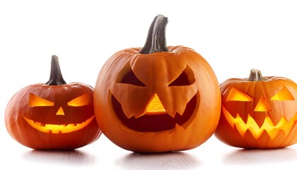 Halloween theme with scary jack o lantern isolated on white