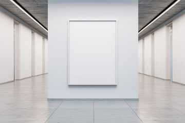 Aufkleber - A minimalist gallery with blank walls and a single empty frame, inviting contemplation and creativity.