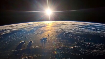 Wall Mural - earth sunrise from space