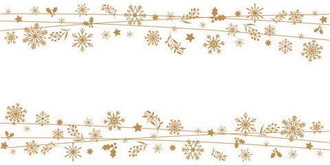 Snowflakes and ornaments decoration illustration. Winter holiday and Christmas decorative illustration. 