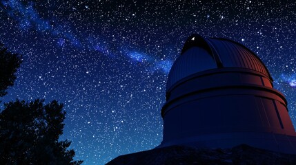 Wall Mural - astronomical observatory at night : astronomical observatory with a large telescope, capturing stars