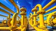 © hapsuwanArt - Industrial Pipeline Photography - Striking Yellow Against Blue Sky