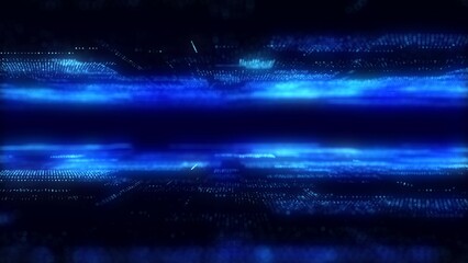 Fototapete - Abstract digital blue background with matrix. Science backdrop of many particles. Big data visualization. 3d rendering.