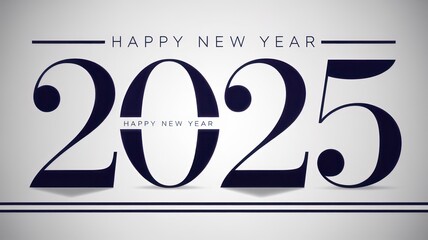 Happy New Year 2025 greeting design, elegant style, festive atmosphere.