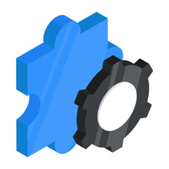 Sticker - Editable design icon of jigsaw setting 

