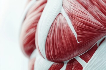 Aufkleber - Explore the fine details of a red and white muscle model highlighting its complex fibers and anatomical features, ideal for educational use. Generative AI