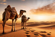 © Pixelot - Kamele Karawane in der Wüste als Hintergrund