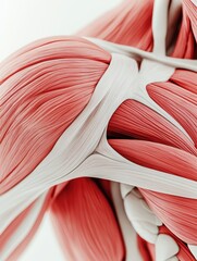 Aufkleber - Explore the intricate details of a red and white muscle structure emphasizing its anatomical properties and unique texture. Generative AI