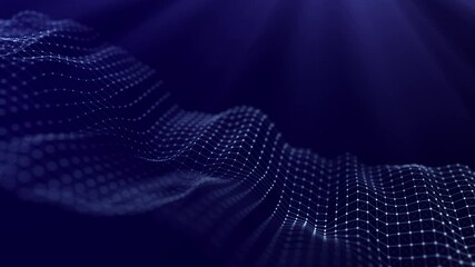 Fototapete - Big data visualization. The musical stream of sounds. Abstract background with interweaving of dots . 3D. Seamless loop.