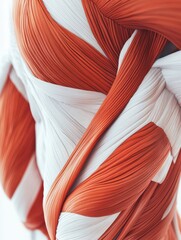 Leinwandbilder - A detailed close-up of red and white muscle fibers highlights their intricate structure, ideal for anatomical study and understanding. Generative AI