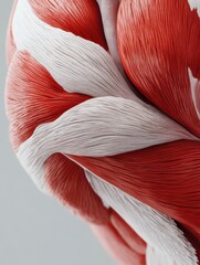Leinwandbilder - Explore the intricate details of a red and white muscle highlighting its unique textures and complex structures in stunning clarity. Generative AI
