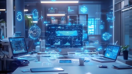 a virtual workspace with integrated disaster recovery protocols.