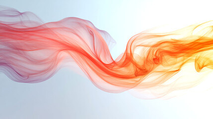 Wall Mural - Abstract red, orange, and yellow smoke wave on a white background.