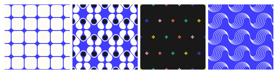 Wall Mural - a collection of geometric patterns in rectangles, circles, squares, and symmetrical designs in elect