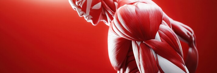 Aufkleber - A striking close-up view highlights the intricate red and white muscle anatomy against a vivid background. Generative AI