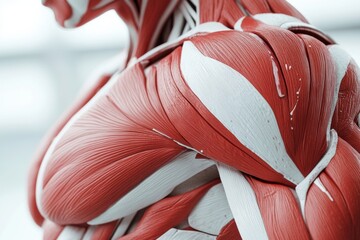 Aufkleber - This close-up view showcases the intricate details of red and white muscle fibers, emphasizing their anatomy and texture for educational purposes. Generative AI
