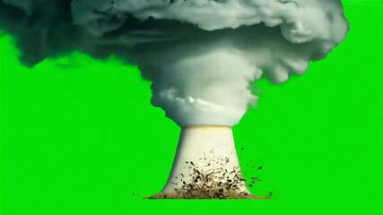 Wall Mural - highdefinition 4K video birth tornado whirlwind olated green screen offering dramatic visual effects perfect natural disaster simulations
