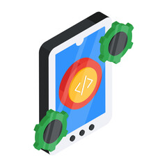 Sticker - Unique design icon of mobile coding

