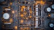 © K'kriang Krai - Aerial view of an oil and gas industry plant with fuel storage tanks, machinery for fuel production, and an energy technology concept.
