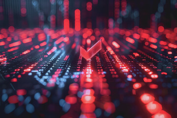 Poster - The stock market shows an index graph with downward-pointing arrow signs indicating a slight decline