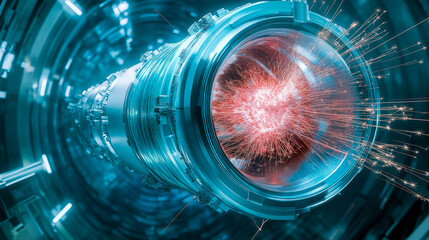 Abstract energy collaider background with stars, energy concept