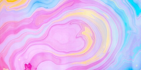 Wall Mural - Abstract swirls of pink, blue, and yellow.