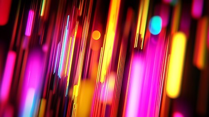 Fototapete - Energetic Neon Light Streaks in Multicolored Abstract Pattern With Vibrant Festival Feel : Generative AI