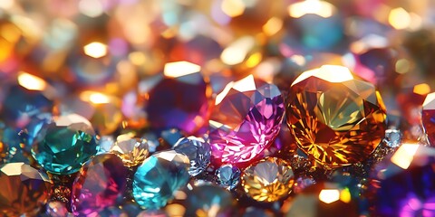 Poster - Vivid Spectrum of Gemstones with Multicolored Luminous Reflections : Generative AI