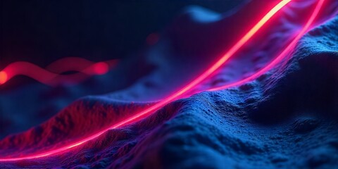 Wall Mural - A bright red neon line streaks across a dark blue textured surface.