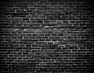 A black and white photograph captures a weathered brick wall, showcasing its rustic texture and aged appearance, with a focus on the bricks' arrangement and the wall's texture