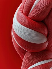 Poster - This close-up displays the vivid texture and structure of a red and white muscle highlighting the intricate fibers and details. Generative AI