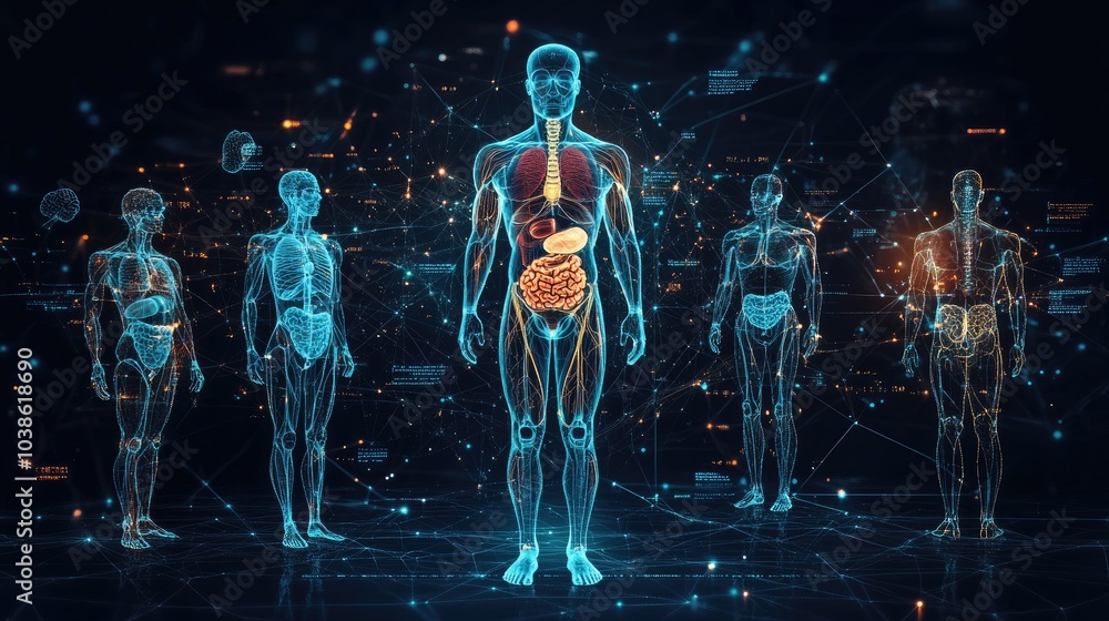 Human Anatomy with 3D Visualization and Data Elements Stock ...