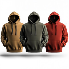 Blank hoodie mockup set,3D rendering sweatshirt front view 