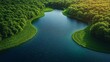 © tunanon - Aerial View of Curved Ripples in Green Landscape