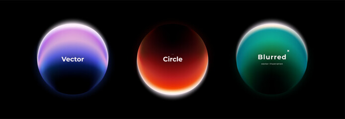 Wall Mural - abstract circle shapes with gradient isolated on black background. vector set. fluid vivid gradients