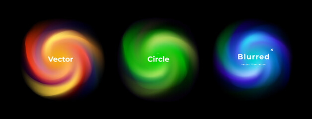 Wall Mural - abstract circle shapes with gradient isolated on black background. vector set. fluid vivid gradients