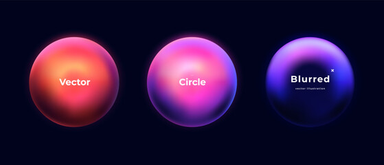 Wall Mural - abstract circle shapes with gradient isolated on black background. vector set. fluid vivid gradients