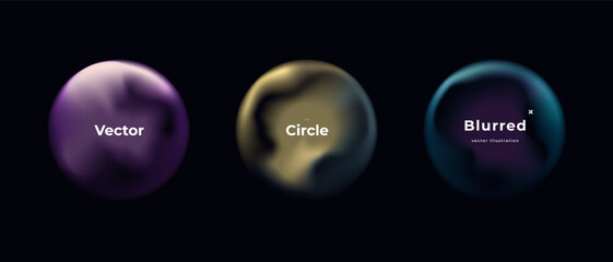 Wall Mural - abstract circle shapes with gradient isolated on black background. vector set. fluid vivid gradients