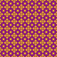 Wall Mural - Symmetrically arranged yellow floral patterns on a purple background make the image look beautiful and lively. The fine detail of the patterns and sharp colors make this image stand out and interestin