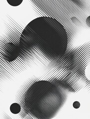 Poster - Large and small circles form an abstract geometric arrangement across a diagonal grid, creating a striking black and white design. Generative AI