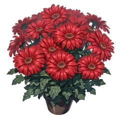 Wall Mural - A vibrant bouquet of red gerbera daisies in a pot, showcasing natural beauty and decoration.