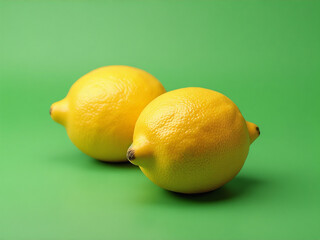 Two lemons are sitting on a green table