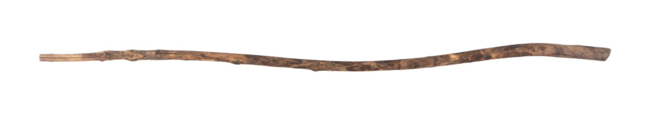 old long curved wooden stick isolated on white background