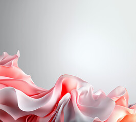 Flowing of pink and white waves on white background, fluidity. AI generation