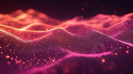 Abstract background of wave-like pattern with glowing dots