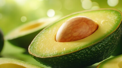 luscious sliced avocado, creamy texture and vibrant color, beautifully rendered in three dimensions,