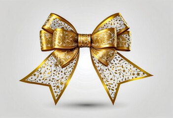 Wall Mural - Elegant Golden Gift Bow With Intricate Designs for Festive Occasions and Celebrations